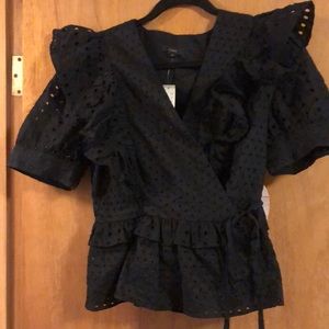 JCrew black ruffled blouse